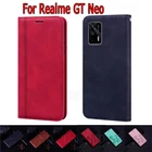 Чехол-книжка для Realme GT Neo, кожаный, с отделением-бумажником