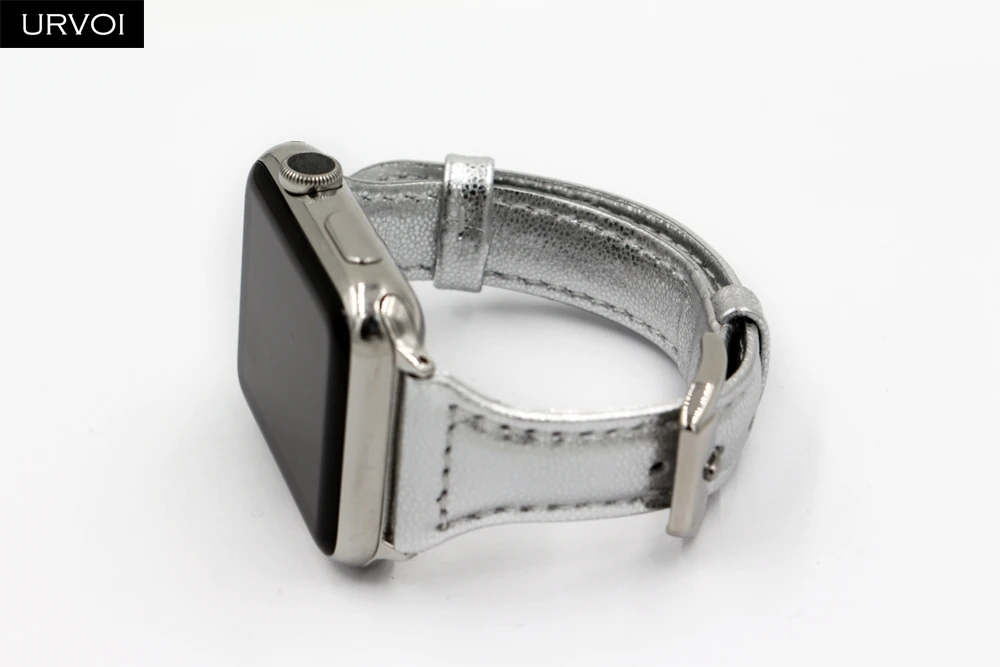 URVOI тонкий ремешок для наручных часов Apple Watch, версии 5/4 3/2/1 пояса из натуральной кожи swift кожаный ремешок для наручных часов iWatch, наручные часы Современный для маленьких девочек с рисунком в стиле ремень
