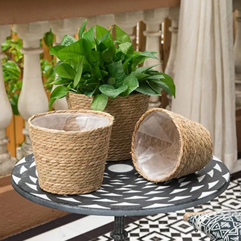 

Flowerpot Indoor and Outdoor Flowerpot 3 Piece Seaweed Plant Basket Garden Decoration Flowerpot Set