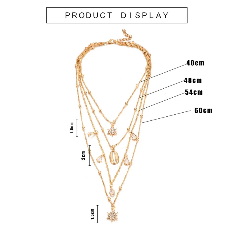 

Brilliant Layered Necklace Women Rhinestones Statement Necklace Water Droplets Star Female Jewelry Gold Color Birthday Party