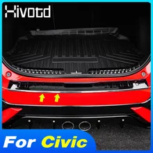 Hivotd Rear Bumper Cover Trim Car Trunk Sill Strip Guard Plate Protector Accessories Styling Part For Honda Civic 10th 2016-2021