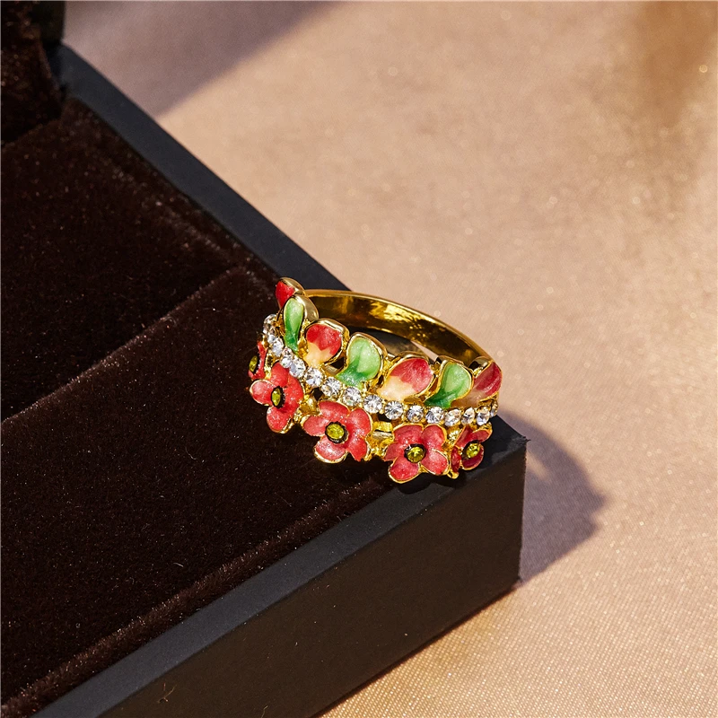 

Fashion romantic exquisite charming orange flower ring popular women's luxury noble banquet accessories charm jewelry gifts