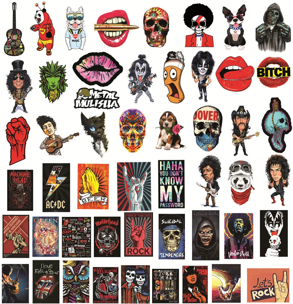 

10/30/50Pcs Horror Rock and Roll Stickers Punk Graffiti Pegatinas JDM Guitar Motorcycle Laptop Luggage Skateboard Decal Sticker