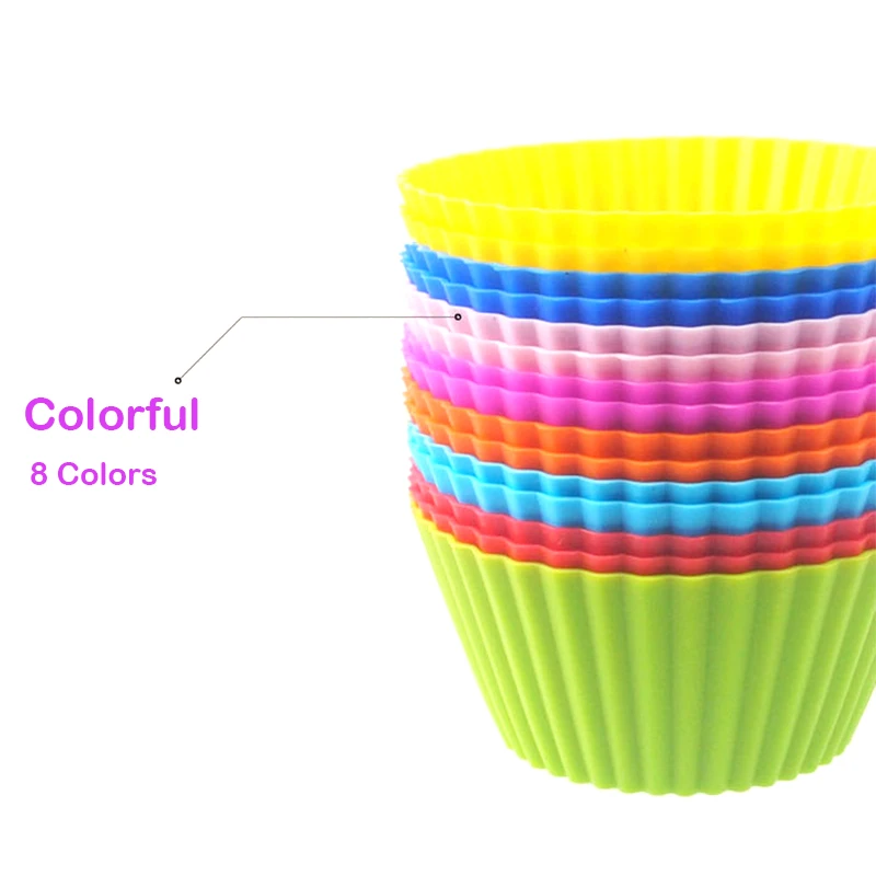 

10 Pieces Silicone Muffin Cup Round 7cm Cake Mold Color Baking Molds Cupcake Pan Silicone Molds Pastry tools Cake Decorating