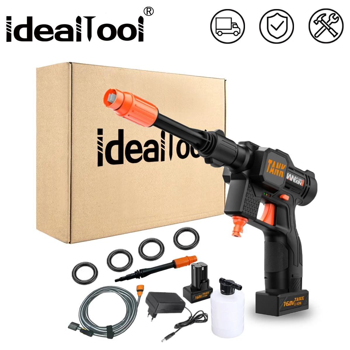 

500W 0-12000mAh Cordless Electric Pressure Washer Power Washing Auto Spray Gun Car Wash Water Gun Garden Tool