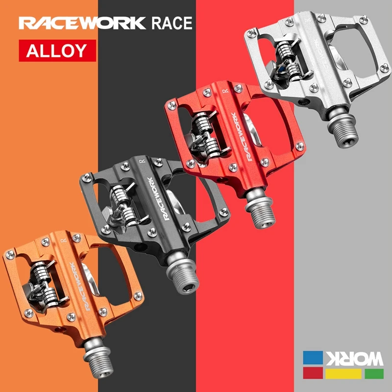 Велосипедные педали RACEWORK MTB без клипсы самоблокирующиеся CNC алюминиевый сплав DU