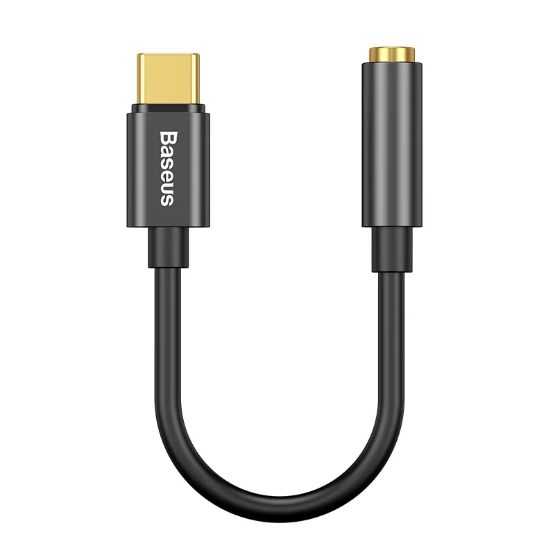Black Baseus usb type C до 3,5 мм разъем OTG адаптер USB-C type-C до 3,5 мм наушников аудио Aux кабель для huawei Xiaomi Mi 9 8 Oneplus 7 - Цвет: Black