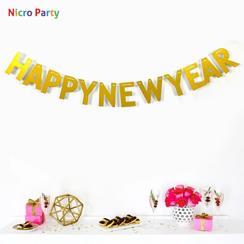Nicro Gold Pper Party гирлянда из букв с Рождеством 2020 Новым годом украшение для