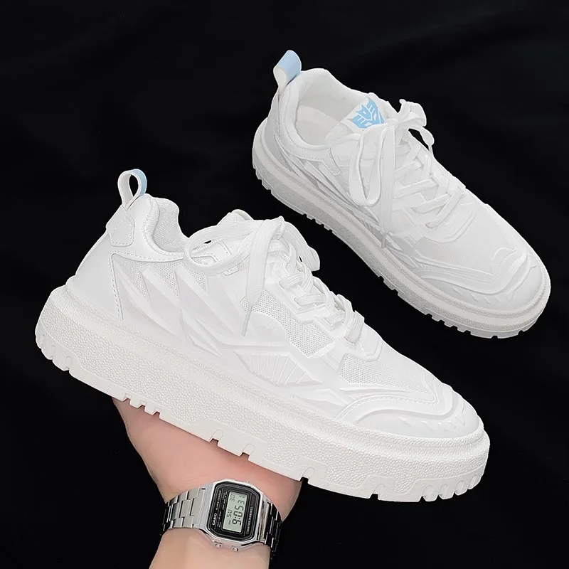 

Fashion Luxury Sneakers Men Mesh White Shoes Thick Bottom Platform All Match Casual Board Shoes Men Footwear