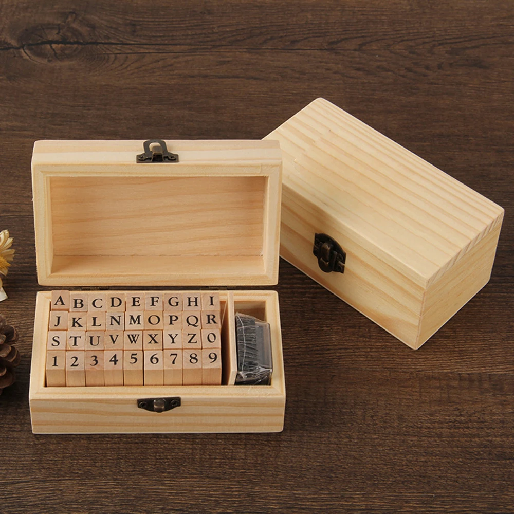 DIY буквы алфавита штамп Винтаж Обучение Деревянный алфавит и цифры штампы в