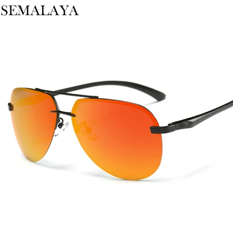 Солнцезащитные очки SEMALAYA мужские, поляризационные, Винтажный дизайн, алюминиевые дужки, зеркальные линзы, 2019