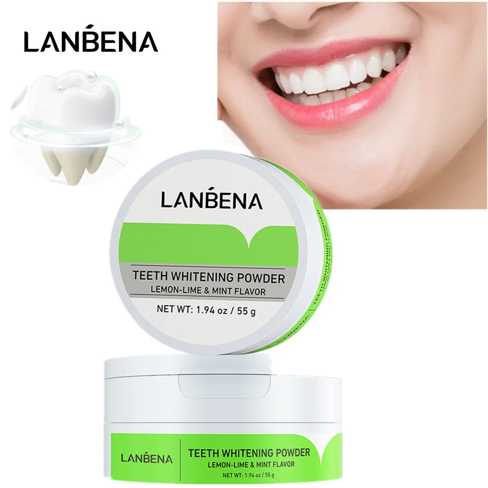 

LANBENA Teeth Whitening Powder Tangy Lemon Lime Hygiene Dental Tooth Cleaning Safe Protect Bright Oral Care Remove Tartar