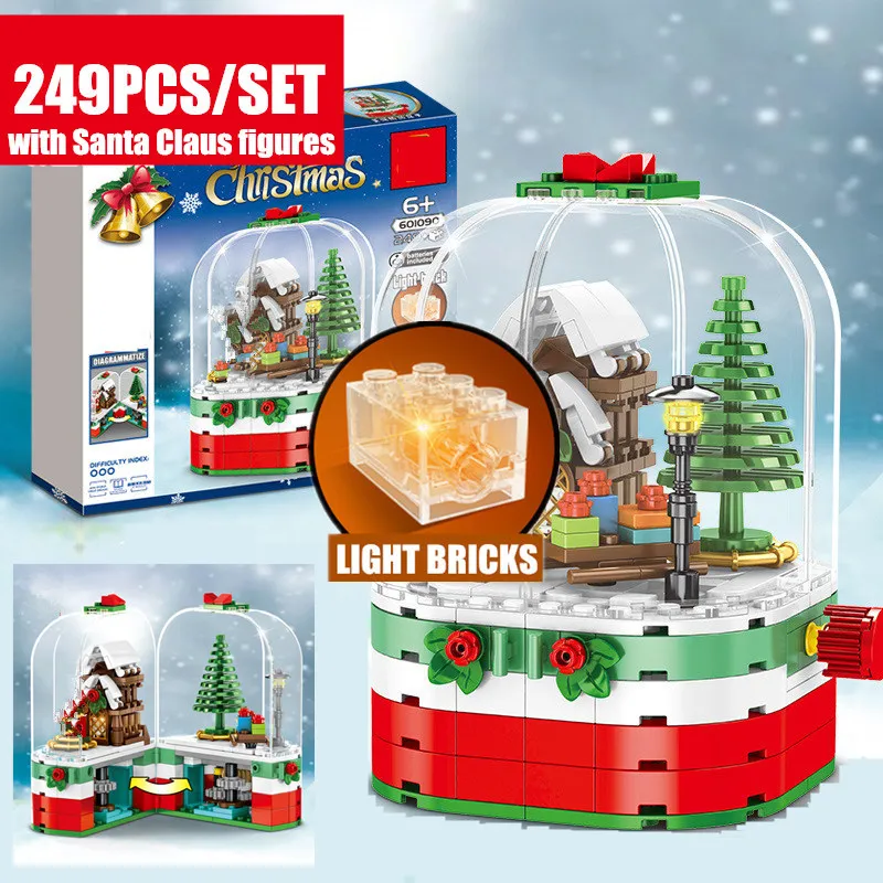 Новый Рождественский Санта Клаус хрустальный шар коробка дерево снег 601090