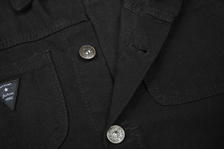 Мужская Черная куртка бомбер джинсовая на осень и весну с длинными рукавами