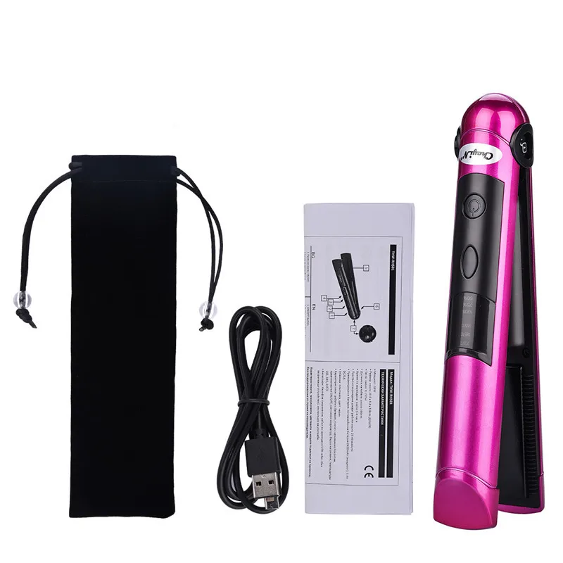 

Mini Hair Straightener Portable USB Recharging Professional LED Display Cordless Hair Flat Iron Hairs Tool