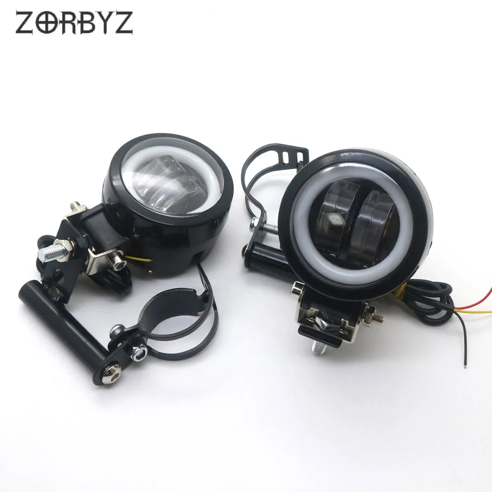 Светодиодный светильник ZORBYZ для мотоцикла черный противотуманный с ангельским