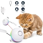 Автоматические умные игрушки для кошек, перезаряжаемый через USB волшебный роллер, интерактивные игрушки, светодиодный самовращающийся Шар С Кошачьей Мятой, Колокольчик для кошек и собак