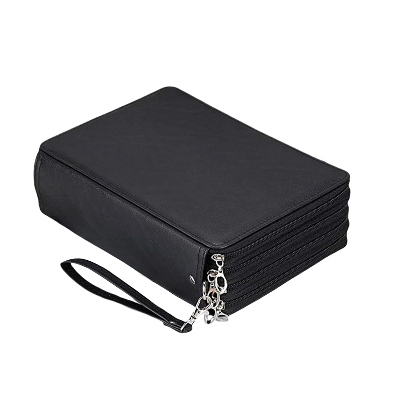 

200 Slots Colored Pencil Organizer For Kids Pen Case School PU Leather Portable With Removal Hand Strap Home Storage Holder