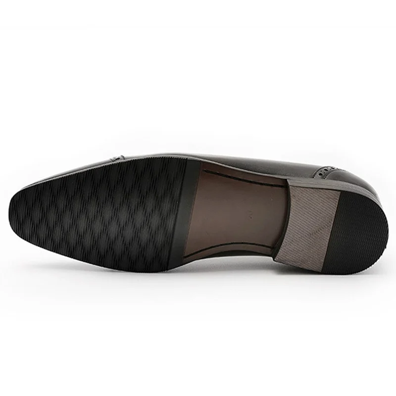 

Spring Autumn Genuine Leather Man Formal Dress Semi Brogues Shoes Pointed Toe Laces Men's Carved Wedding Party Oxfords HS130