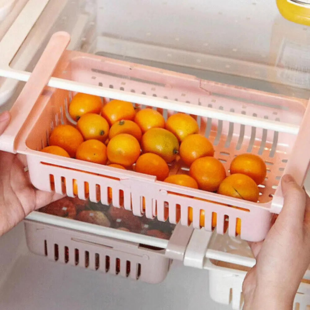 Кухонная Регулируемая растягивающаяся корзина для хранения в морозильной