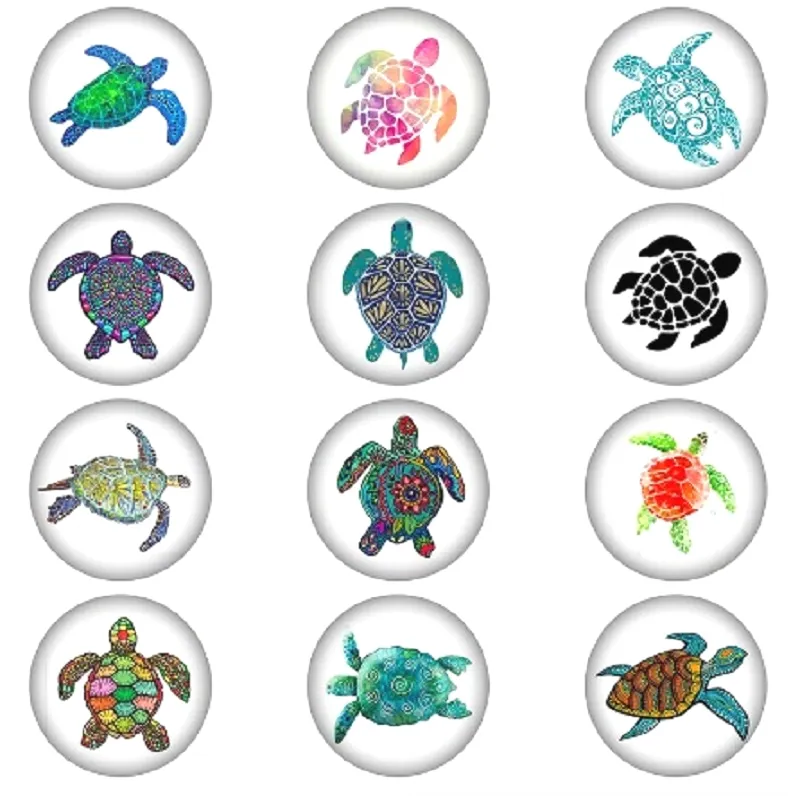 30 шт Смешанные черепахи стеклянные кабошоны очарование круглые цвета Плоские