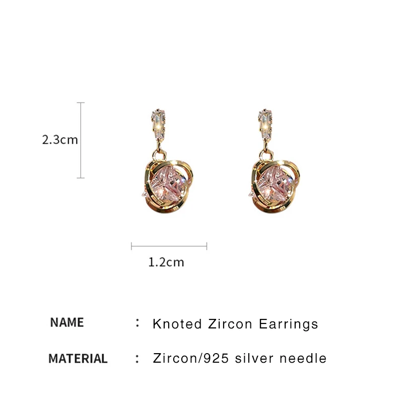 

2021 New Fashion Zircon Knot Earrings Korean Geometric Gold Metal Shiny Zircon Earring for Women Girls Luxury Party Jewelry