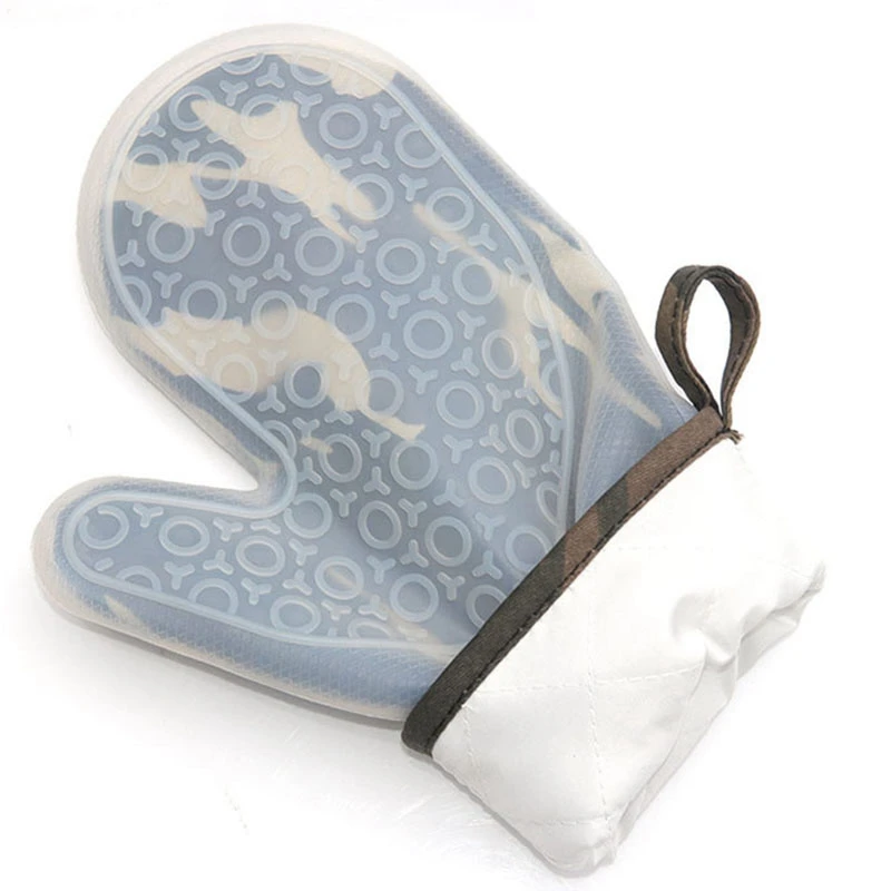 

Silicone Oven Mitts Set of 2 Clear Silicone Shell Soft Cotton Lining Kitchen Oven Gloves for Cooking Baking Grilling
