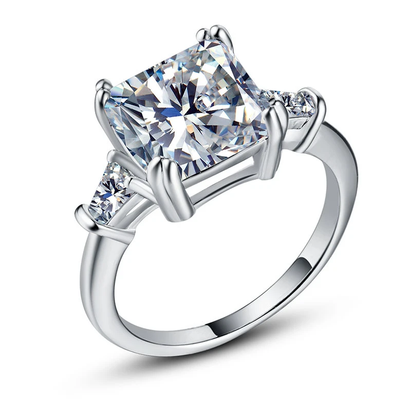 

JoiasHome Trendy Square shape Rings with Zircon Gemstones 925 Sterling Silver Jewellery for Women Wedding Party Gift wholesale