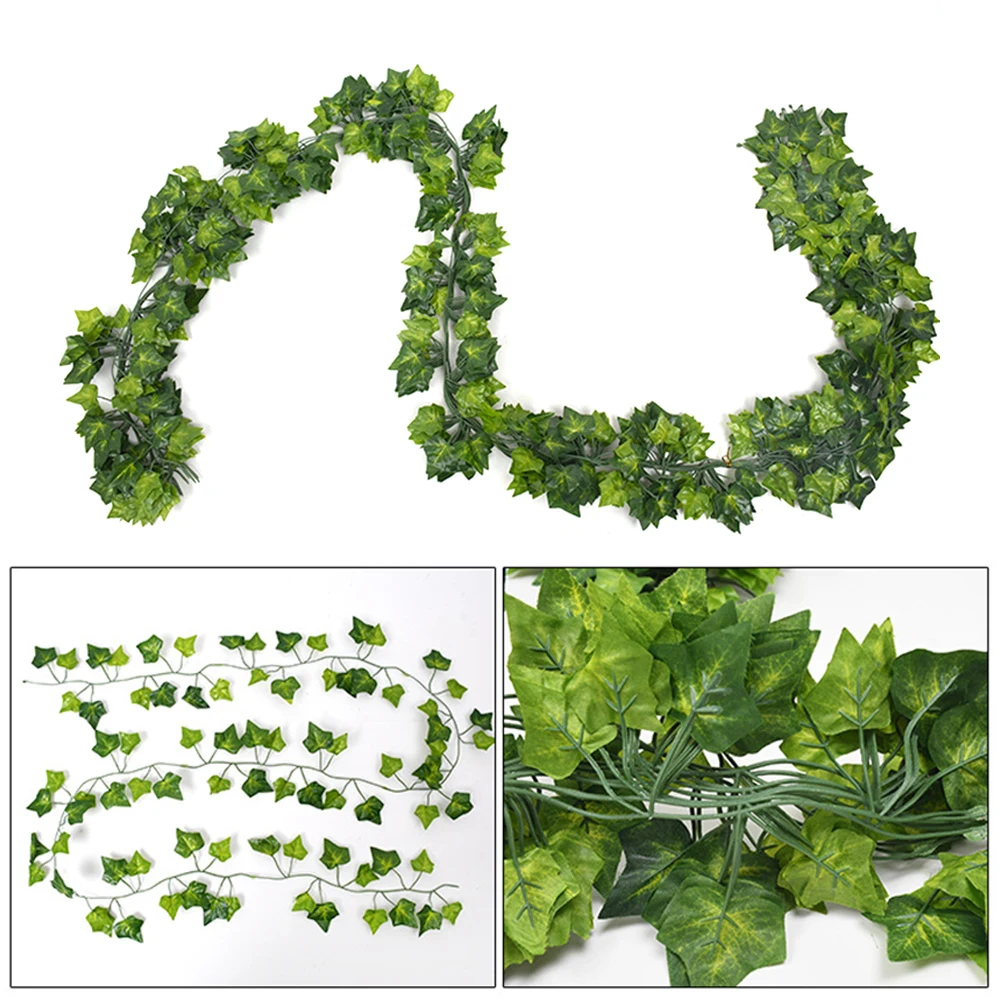 

1Pcs 230Cm Green Silk Artificial Hanging Leaf Garland Plants Vine Leaves Diy For Home Wedding Party Bathroom Garden Decoration