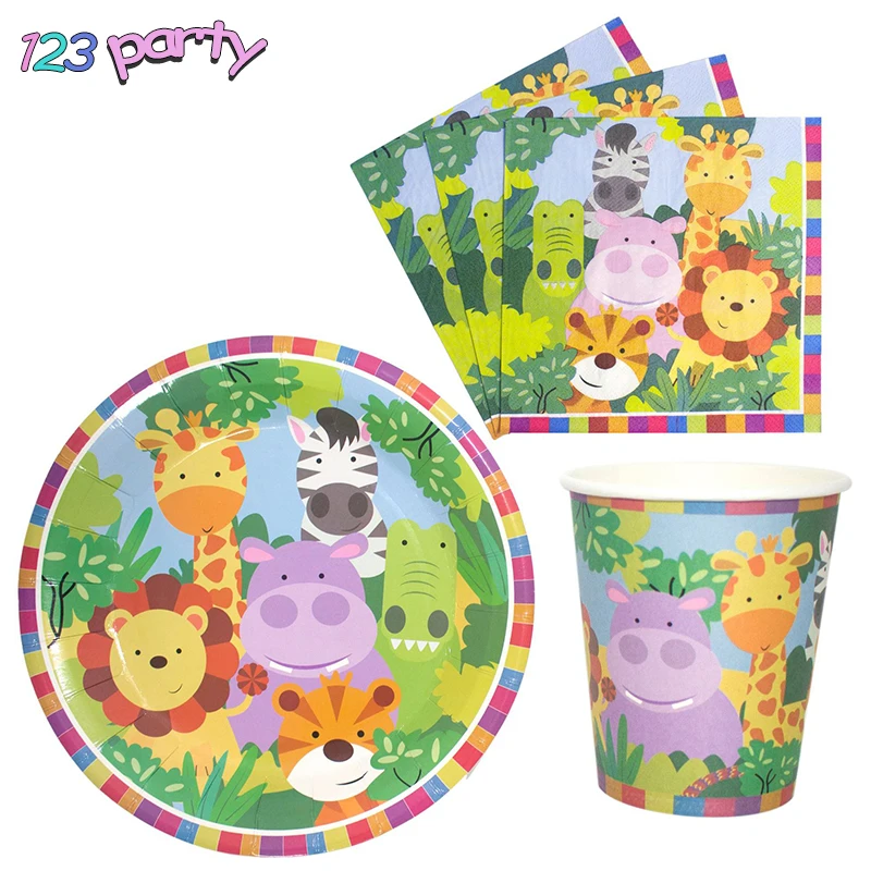 Одноразовая посуда с изображением леса для детской вечеринки|Одноразовая