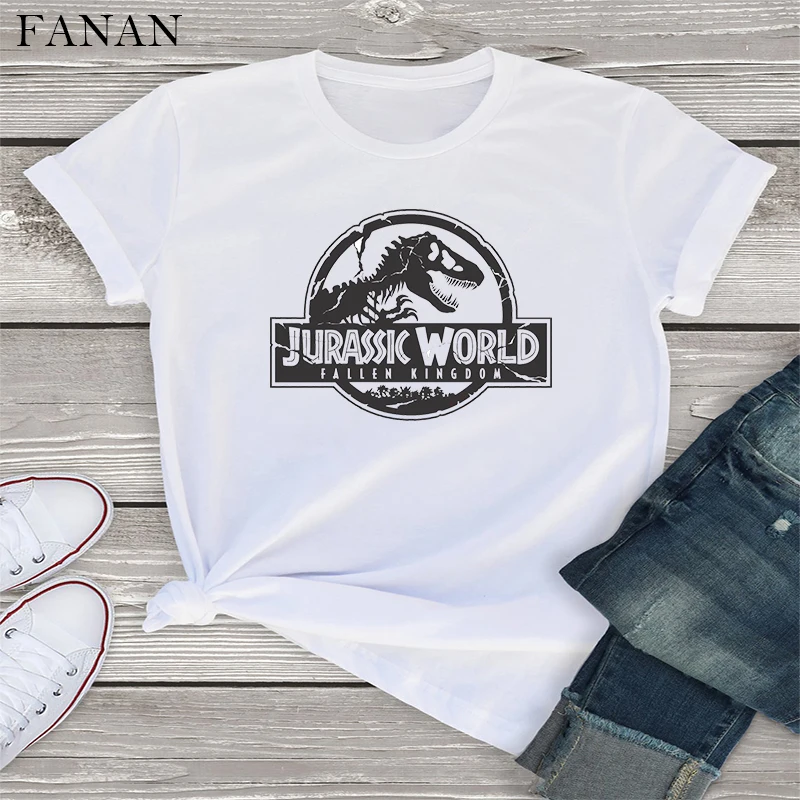 

2020 Summer Style T Shirt Women Harajuku T-Shirt Funny T shirt Jurassic Park Design Women Short Sleeve Top Tee Streetwear Tshirt