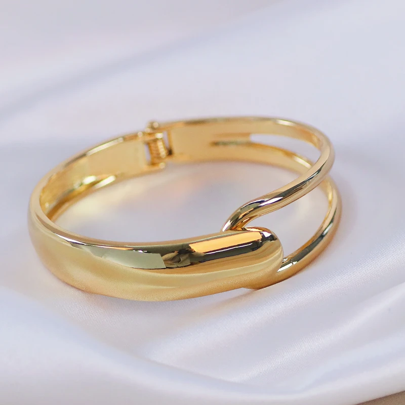 Новый дизайн простой металлический Открытый браслет геометрической формы для