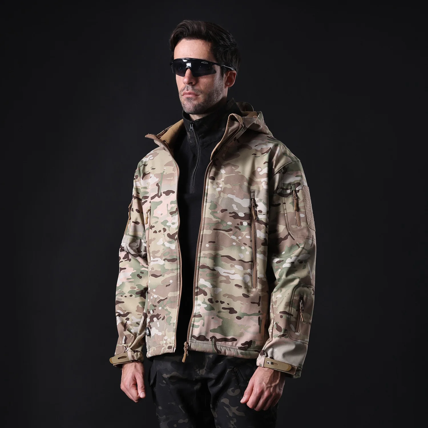 PureLeisure зимняя Рыбацкая уличная флисовая куртка с капюшоном для мужчин Военная