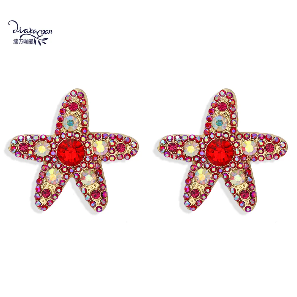 Dvacaman Crystal Star Stud Earrings for Women Funny Handmade Statement Jewelry Wholesale Dropshipping Accessories Gifts | Украшения и