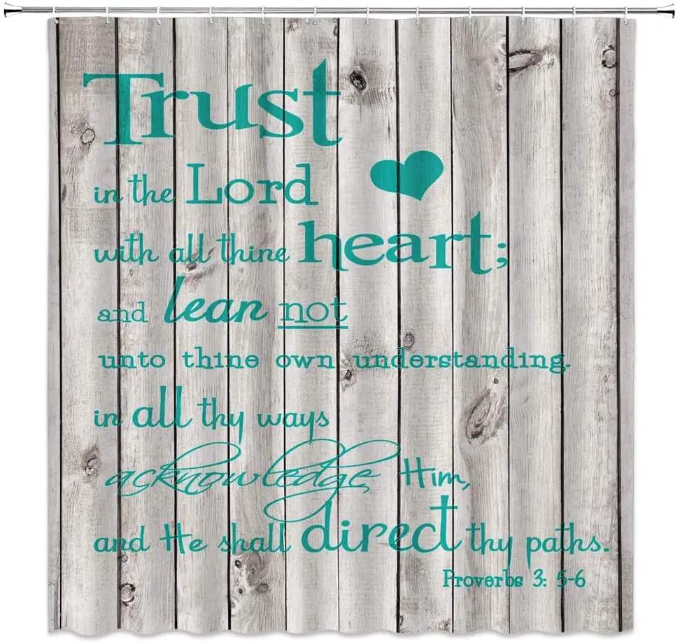 

Inspirational Quote Trust in The Lord with All Thine Heart Verses Rustic Wood Vintage Bathroom Décor