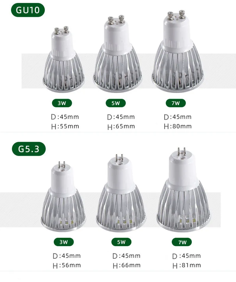 

GU10/G5.3/E27/E14 COB 3 5 7