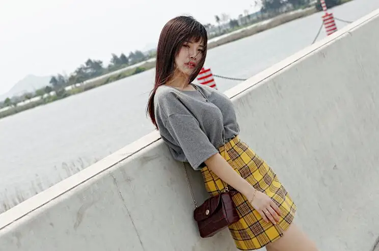 Новое поступление готические женские юбки в стиле Харадзюку преппи с высокой