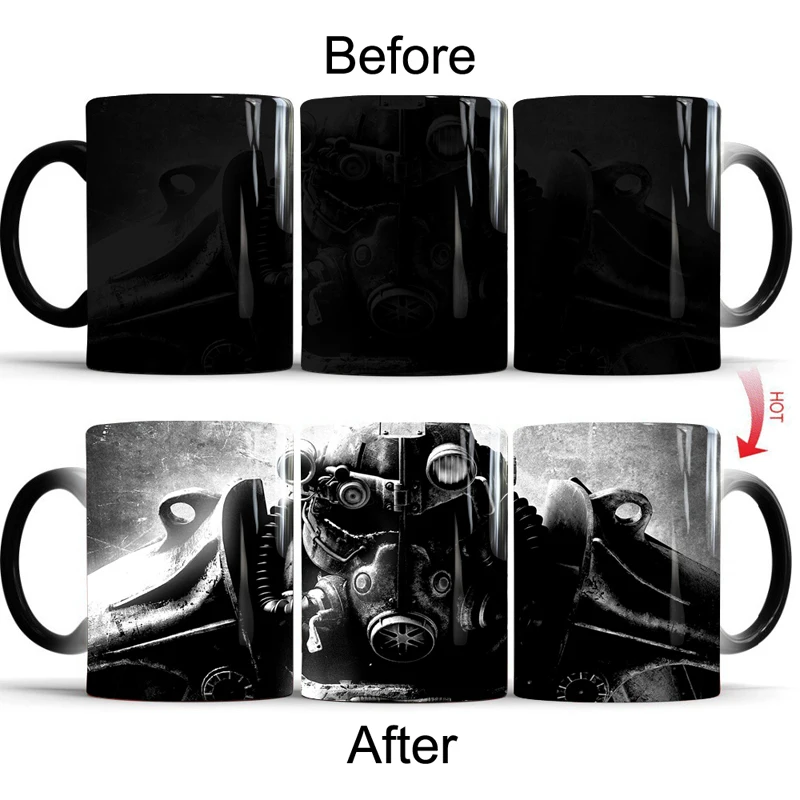 

350ml/12oz Fallout Heat Reveal Mug Color Change Coffee Cup Sensitive Mugs Magic Mug Milk Tea Cups