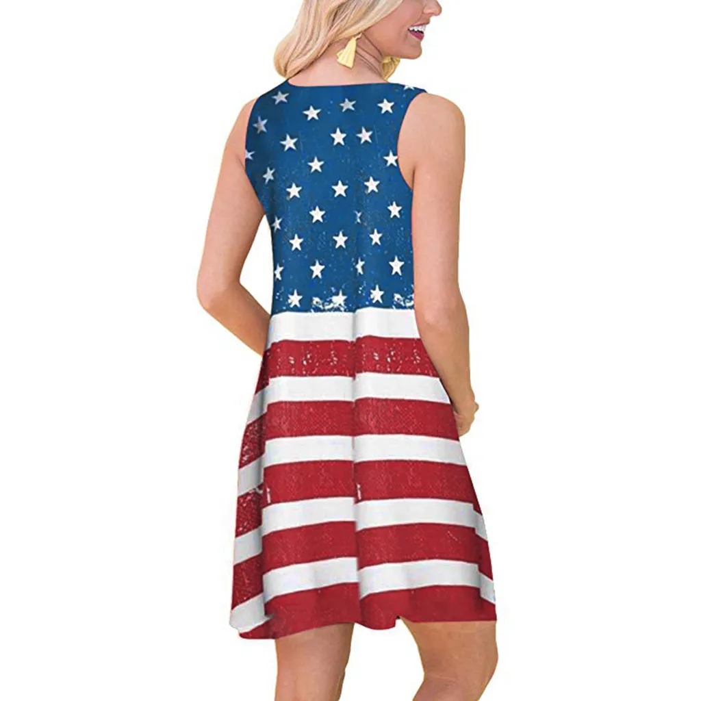 Платье-мини женское летнее с круглым вырезом без рукавов | Женская одежда