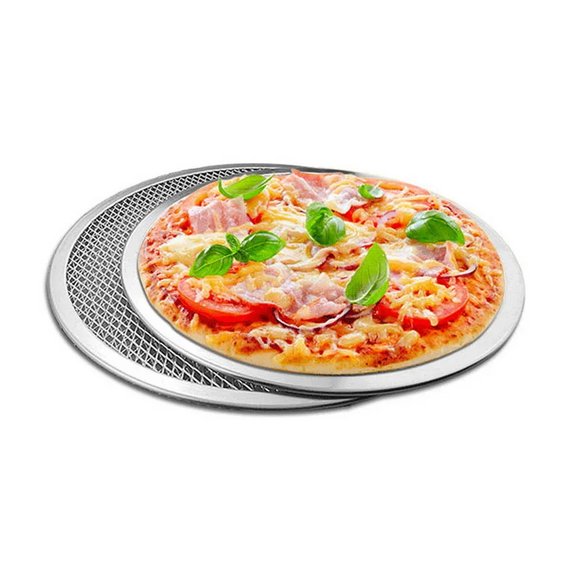 

6/8/10inch Pizza Pan Non-Stick Round Aluminum Alloy Net Bakeware Tray Kitchen Baking Mesh Rack Pizza Pancake Barbecue Grill Tool