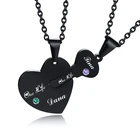 На заказ кулон с любым именем Lover's Lovers из нержавеющей стали персонализированный ключ сердце головоломка ожерелье набор с камнями на день рождения для подарка