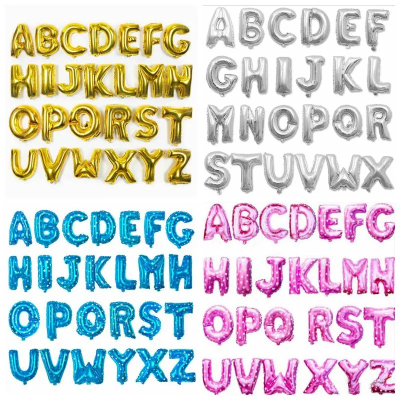 

16 Inch Rose Gold Silver Blue Pink Alphabet Letters Kids Birthday Party Decorations Foil Balloon Wedding Supplies