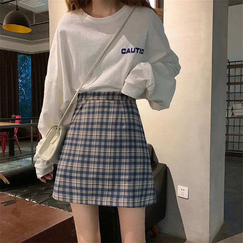 

Siddons Summer Women Skirts 2020 New Korean High Waist Plaid Mini Skirt Women School Girls Sexy Cute A-Line Skirt