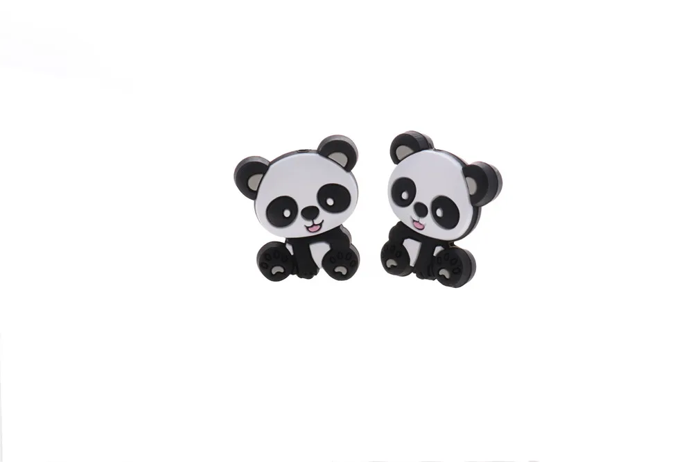 5 uds., Mordedor de silicona para beb&eacute; con cuentas de Panda, collar de dentici&oacute;n infantil sin BPA, accesorios de cadena para chupete, juguete DIY de grado alimenticio para roedores-3
