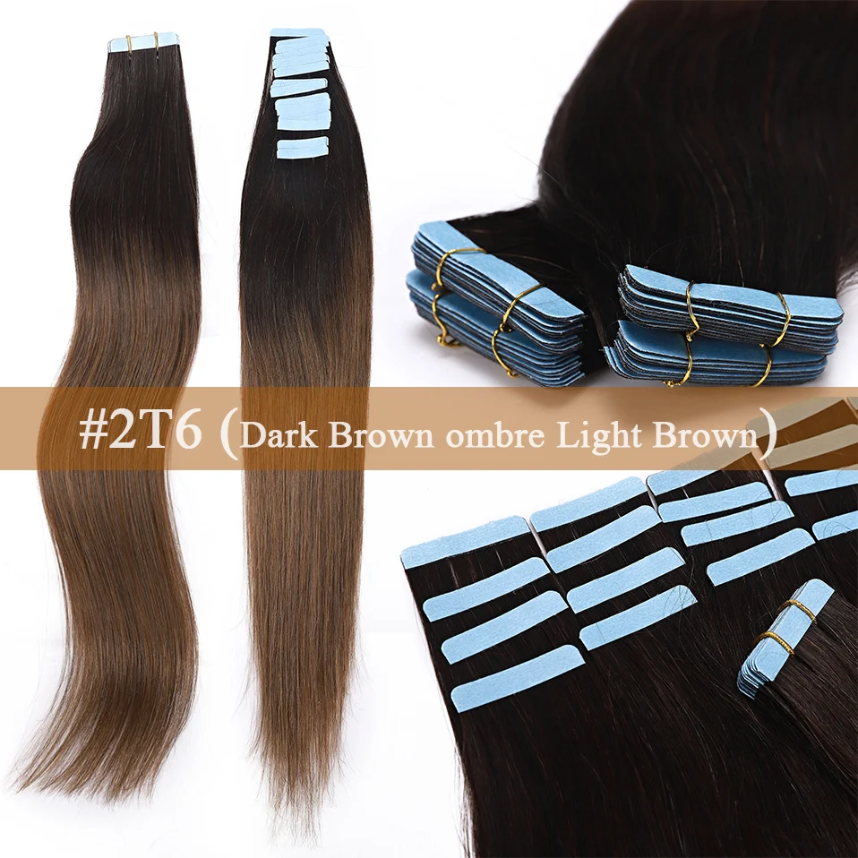 Fita em Extensões de Cabelo Humano em Linha Reta sem Emenda Cola na Extensão do Cabelo S-noilite Polegada - pc Remy Invisível Lados Dobro 16 2.5 g 21 emenda invisível lados dobro cola em extensões de cabelo