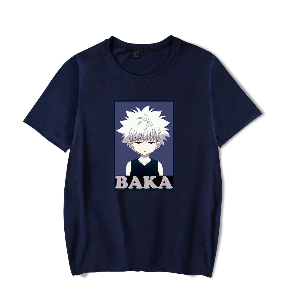 Футболка Kawaii Killua BAKA летняя футболка из 100% хлопка с коротким рукавом для женщин и