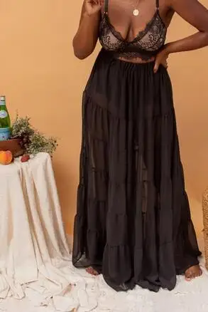 

Женское пляжное длинное платье с широким подолом, однотонное свободное праздничное платье черного/розового/белого цвета с высокой талией и...