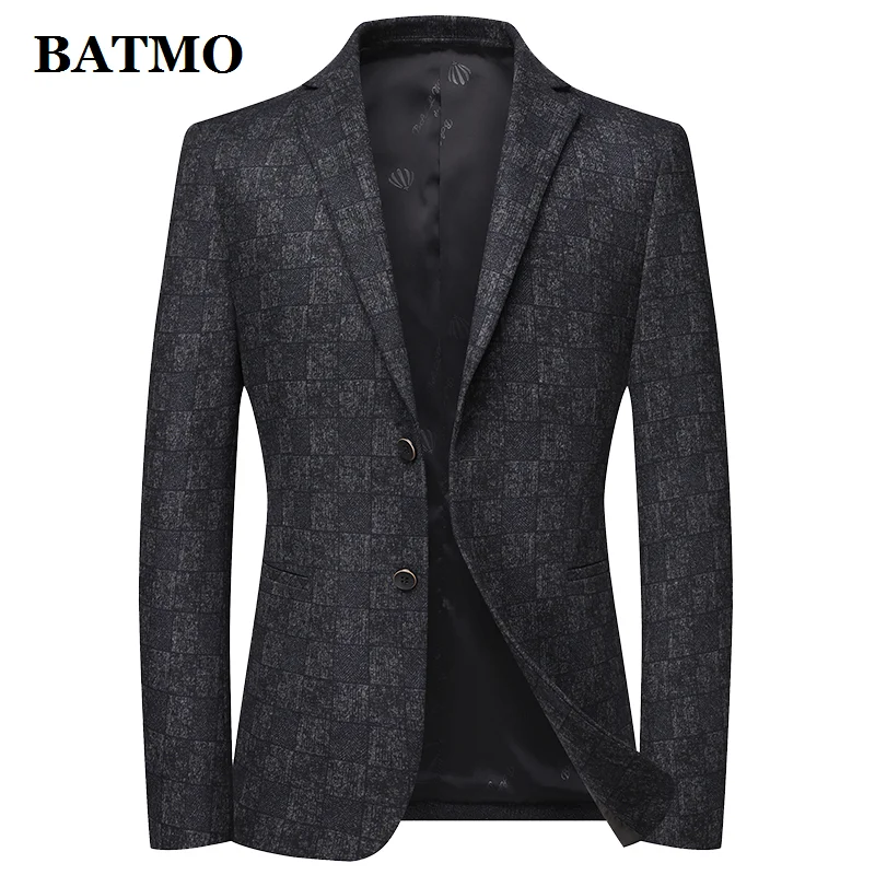 BATMO 2021 new arrival plaid casual men blazer ,mens suit jacket blazers plus-size M-4XL 2317