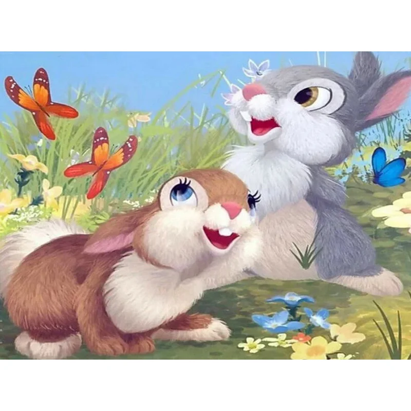 

5D DIY diamond painting cartoon rabbit crystal diamond painting cross stitch animal needlework home decoration