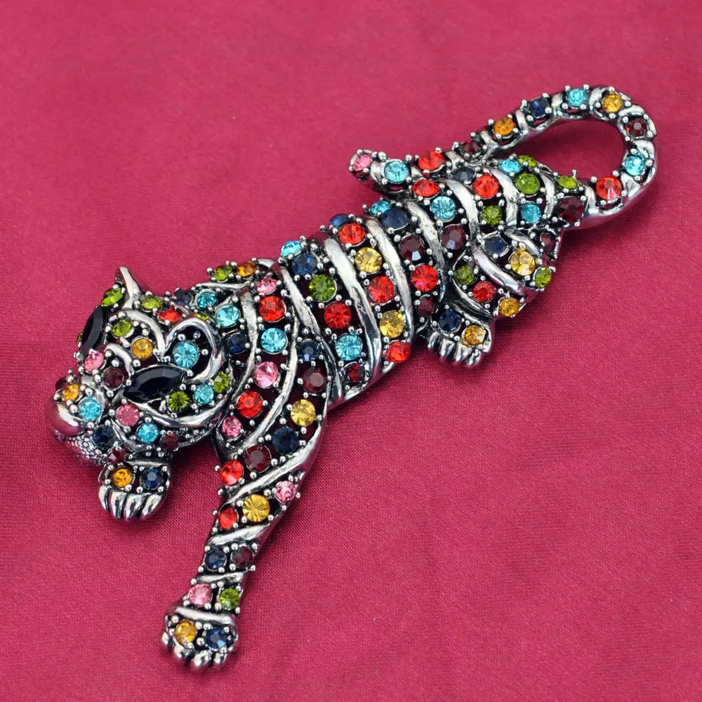 Симпатичные броши брошь с тигром Стразы животные женские ювелирные изделия